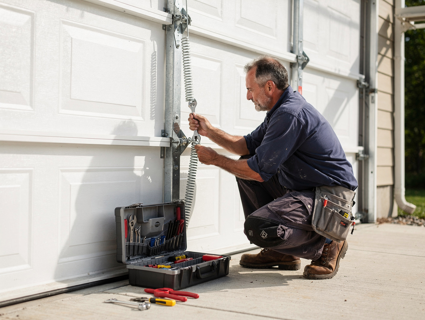 Supreme Garage Doors technician working on a residential installation